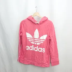 ◇ Θ adidas アディダス ロゴプリント 長袖 パーカー サイズM レッド系 レディース E  【1411280022955】