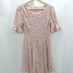 ◇ titty&Co. バックファスナー　花柄レース　フェミニン 半袖 膝丈 ワンピース サイズS ピンク系 レディース E  【1506130014607】
