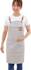 X-STiTCH エプロン 作業用エプロン メンズエプロン ワークエプロン シンプル 複数ポケット付き 男女兼用( ライトグレー)