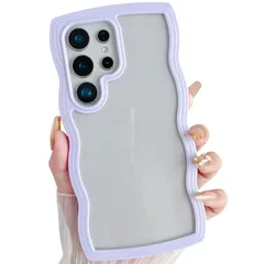新品 ZTOFERA Samsung Galaxy S24 Ultra 5G 用波状のケース おしゃれ ウェーブケース サムスン ギャラクシー S24 Ultra クリアケース 人気 韓国 女子 かわいい スマートケース 軽量 耐衝撃 ハード PC ソフト T