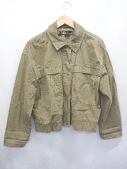 ◇ Θ ZARA ザラ ジップアップ Gジャン 長袖 デニム ジャケット サイズM カーキ レディース E  【1507100013774】