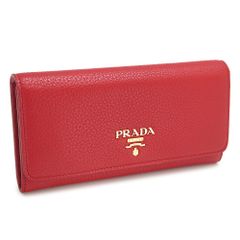 【訳あり】 プラダ 長財布 レディース フラップ ウォレット かぶせ蓋 ダイノ レザー バイカラー レッド＋ピンク パスケース付 PRADA 1MH132 DAINO COLOUR (ec)