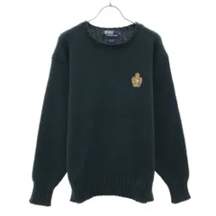 ポロラルフローレン 90s ウール オールド ロゴ刺繍 長袖 セーター L ダークグリーン POLO RALPH LAUREN ニット メンズ
