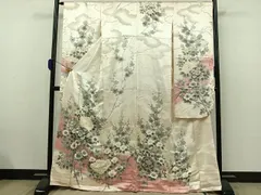平和屋着物■豪華振袖　手描き　刺繍　雲取り枝花文　暈し染め　やまと誂製　正絹　逸品　AAAV6263jh