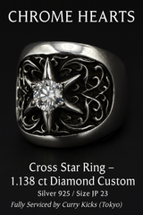 CHROME HEARTS Classic Oval Star Ring 1.138ct Diamond Custom / Silver 925 / Size JP23 / Authentic / Inspected by Curry Kicks Tokyo