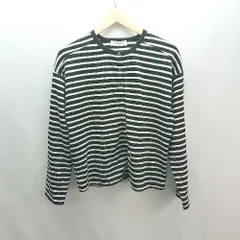 ◇ BONLECILL フロントボタン ボーダー柄 丸首 カジュアル 長袖 カーディガン サイズF ブラック/ホワイト レディース E  【1308290010525】