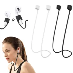 新品 Coollooda イヤホン ストラップ (2個セット) ヘッドセット ストラップ マグネット シリコン エアポッズ ネックストラップ 軽量 ケーブル アクセサリー ロープ 落下防止 紛失防止 収納便利 スポーツ最適 ワイヤレス イヤホン対応 ブラック、