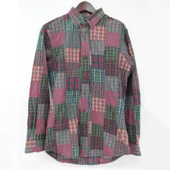 RALPH LAUREN ラルフローレン シャツ ワンポイント ポニー 刺繍 パッチワーク チェック コットン ボタンダウンシャツ 90s マルチカラー S 古着 トップス カジュアルシャツ 長袖