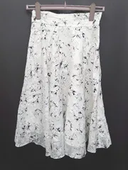 ◇ ⊂　Φ NATURAL BEAUTY BASIC 花柄 膝下丈 フレア スカート サイズM ホワイト レディース P  【1410230015757】