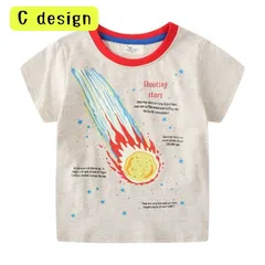 送料無料 Cタイプ 半袖Tシャツ 発色加工 蛍光加工 カジュアル 恐竜柄 宇宙柄 プリントT キッズ服 男の子 韓国子供服 80cm 90cm 100cm 110cm 120cm 130cm
