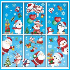 クリスマス 窓用 ステッカー 6枚 サンタ トナカイ 雪だるま 妖精 雪の