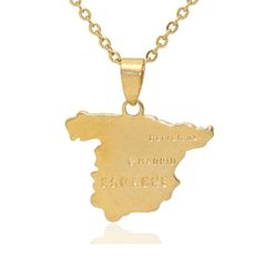 kamellusoneヒップホップ18 K合金スペインマップタグペンダントネックレスチェーン付き