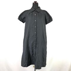 日本製★NATURAL BEAUTY/ナチュラルビューティー★半袖ボタンワンピース【size:38・M/ひざ丈/黒/black】dress◆BJ086-b