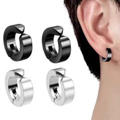 フェイクピアス メンズ レディース イヤーカフ 黒 シルバー フープイヤリング