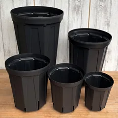 🌿【カネヤ産業 スリット鉢 ロングタイプ 5種セット】 CSMロングシリーズ ブラック 各1個・合計5鉢セット✨