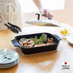 グリルパン IH対応 ガス火対応 直火 蓋付き ふた フタ 時短調理 キッチンツール 煙 出にくい 魚料理 肉 日本製 スチームグリル Leye スチームクッカー オークス 【toh-470033】