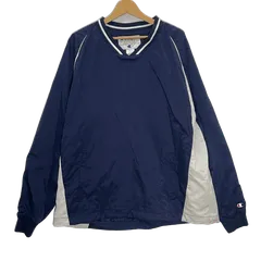 Champion/チャンピオン ナイロンプルオーバーシャツ ナイロンジャケット ライトアウター 長袖 シャツ オーバーサイズ ビッグシルエット フィリピン製 メンズ L ネイビー