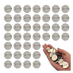 ブローチピン 25mm ふち無し 平台座付 40個 シルバー ブローチ 台座 金具 アクセサリー パーツ 素材 アクセサリー 手芸 パーツ BD4172