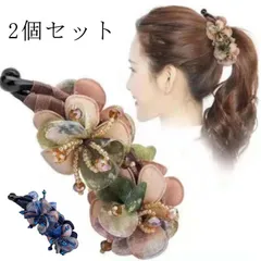 花バトンバナナクリップ バナナクリップ 2個セット しっかり シンプル 小さめ 髪 多い ヘアアクセサリー 花柄 送料無料#lj2170