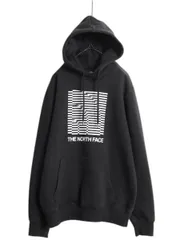 【お得なクーポン配布中!】 ノースフェイス プリント スウェット フード パーカー メンズ L 古着 裏起毛 プルオーバー トレーナー アウトドア グラフィック ブラック