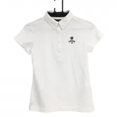 【超美品】キャロウェイ 半袖ポロシャツ 白 千鳥格子地模様 ボタンダウン レディース S ゴルフウェア Callaway