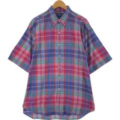 古着 ラルフローレン Ralph Lauren BLAKE マドラスチェック 半袖 ボタンダウン チェックシャツ メンズXL相当/eaa539182
