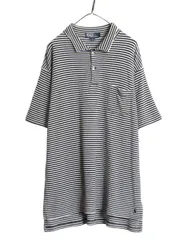 【お得なクーポン配布中!】 90s ポロ ラルフローレン ボーダー 鹿の子 半袖 ポロシャツ メンズ XXL / 古着 オールド 半袖シャツ コットン 大きいサイズ 2トーン 黒 白