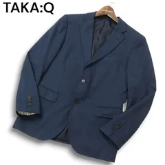 TAKA:Q タカキュー 通年 総裏★ チェック柄 アンコン テーラード ジャケット Sz.Y4 メンズ 紺