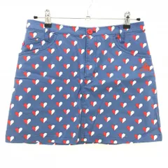 【超美品】ルコック スカート ブルー×白×レッド ハート柄 レディース 11 ゴルフウェア le coq sportif