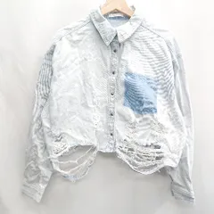 ◇ ⊇ Chico ダメージ加工 長袖 デニムジャケット サイズ表記なし ライトブルー系 レディース E  【1502180003769】のサムネイル
