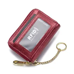 ☆ レッド ☆ RFID 本革 カードケース キーホルダ付き ycase5001 RFID 本革 カードケース キーホルダ付き コインケース 小銭入れ カード入れ 財布 じゃばら ミニ財布 お財布 サイフ カード ウォレット お札入れ お札 名刺 レディース