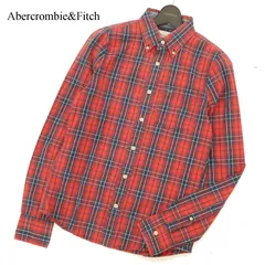 Abercrombie&Fitch アバクロンビー＆フィッチ トナカイ刺繍★ 長袖 ボタンダウン チェック シャツ Sz.S　メンズ 赤系