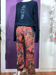 45rpm ヒッピーハッピーフラワーモールスキンパンツWomen`s & 45rpm インディゴ染長袖TシャツWomen`s  USED