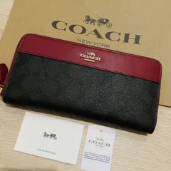 日本限定モデル】 COACH コーチ 長財布 シグネチャー エナメル ワイン