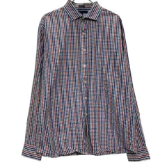 TOMMY HILFIGER 長袖 チェックシャツ レッド ブルー マルチカラー XL 程 トミーヒルフィガー 古着卸 アメリカ仕入 a703-5689