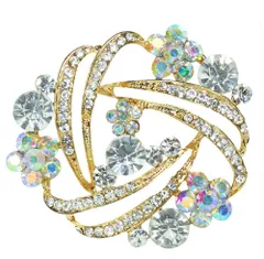 ブローチ レディース アンティークフラワー リース 花 ジルコニア クリア 透明