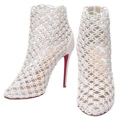 クリスチャンルブタン Christian Louboutin メッシュ ピンヒール ブーツ サイズ37 1/2 ホワイト