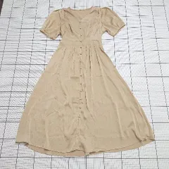◇ ⊂ SAISON DE PAPILLON セゾンドパピヨン フェミニン 清楚 半袖 膝下丈 ワンピース サイズS ベージュ系 レディース E  【1508060020130】