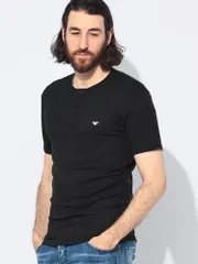 EMPORIO ARMANI (エンポリオアルマーニ) ロゴ リブ ヘンリーネック 半袖 Tシャツのサムネイル