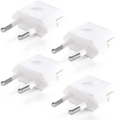 【在庫セール】Generic ヨーロッパ 変換プラグ Cタイプ 【4個セット】 ヨーロッパ/韓国/スペイン/フィンランド などに対応 コンセント変換アダプタ 海外旅行用 電源変換プラグ 持ち運びに便利 プレゼント (ホワイト)