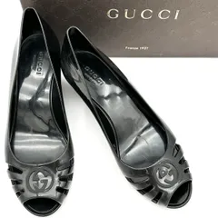 GUCCI パンプス ラバー ウェッジソール ブラック 1919T