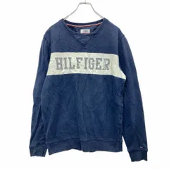 TOMMY JEANS プリントスウェット トレーナー Lサイズ トミージーンズ ネイビー 古着卸 アメリカ仕入 t2406-3285