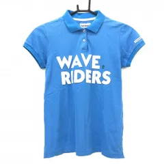 ジャックバニー 半袖ポロシャツ ライトブルー×白 コットン100％ フェルトワッペン レディース 0(S) ゴルフウェア Jack Bunny