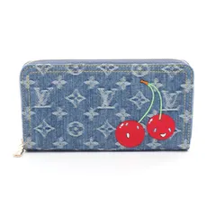 LOUIS VUITTON ルイ・ヴィトン LOUIS VUITTON × 村上隆 ジッピーウォレット モノグラムチェリーデニム ラウンド長財布