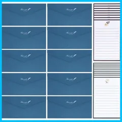 【人気商品】レターセット おしゃれ 大人 シンプル 封筒10枚 手紙16枚 便箋セット お洒落 高級大量 セット 招待状 結婚式 お祝い 挨拶状 (ネイビー Best wish)