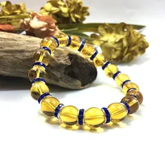 シトリン パワーストーン ブレスレット 10mm (ダークブルー) 11月誕生石 メンズ・レディース 男性・女性  数珠 黄色 金運 ○