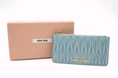 MIUMIU 財布 マテラッセ 水色 miu MIUMIU ミュウミュウ 二つ折り財布 MATELASSE マテラッセ