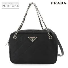 未使用 展示品 プラダ PRADA 2way チェーン ハンド ショルダー バッグ ナイロン サフィアーノレザー ネロ ブラック 1BH910 90279789