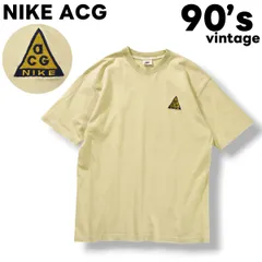 90s ヴィンテージ 銀タグ ナイキ エーシージー NIKE ACG 旧ロゴ 刺繍 ワンポイント Tシャツ クルーネック カットソー ホワイトステッチ L相当 ベージュ ストリート アウトドア スポーツ カジュアル メンズ