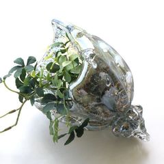 置物 置き物 オブジェ  ガラス シェル 貝殻 海 マリン 雑貨 オーナメント おしゃれ インテリア ガラスのオブジェ シェルブルー